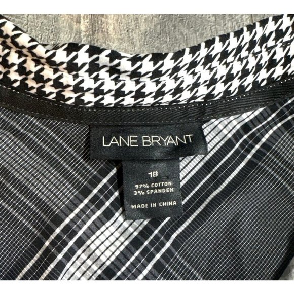 Lane Bryant Shirt Womens 18 Houndstooth Stretch Button Long Sleeve Career Blouse - Picture 3 of 7